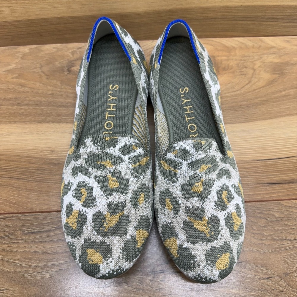 Rothys Smoke Spot Flats Womens 7 Animal Print Leopard Round Toe Slip On